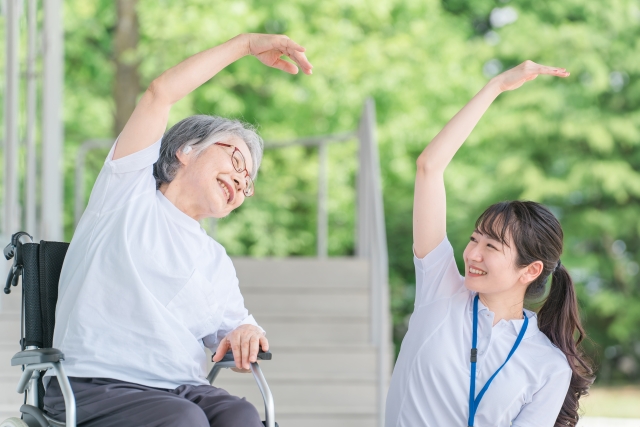 ストレッチ体操の様子